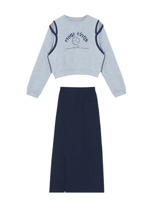 Off shoulder Hoodie Female Spring Lazy Casual Crewneck Top Thin Blue - Shop at LoveMi