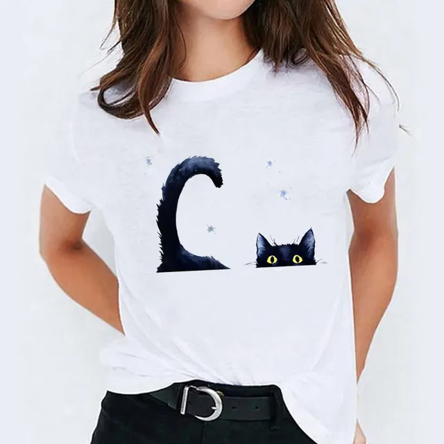 Women's Round Neck Printed T shirt Short Sleeve 1008 - Shop at LoveMi