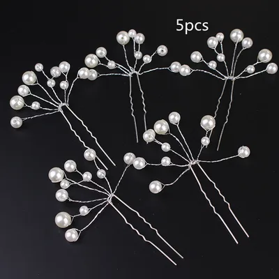 Korean style U shaped Pearl Hairpin Bridal Headdress Small Hairpin 5Pcs - Shop at LoveMi