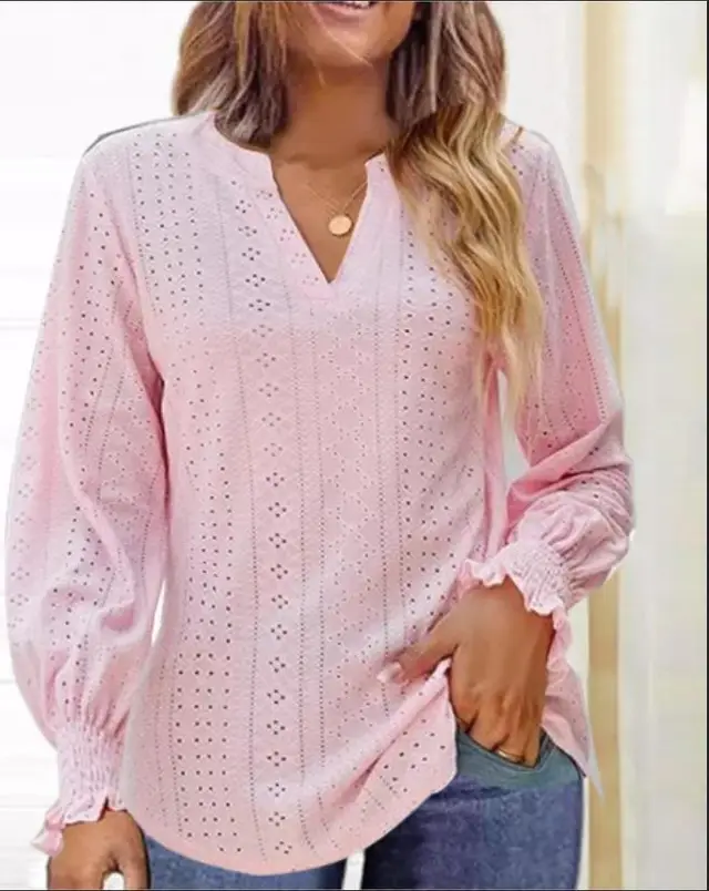 Summer New Ladies T shirt Hollow out Waist Ruffle Sleeve Casual Top Pink - Shop at LoveMi