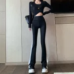 Spring Micro-lab High Waist Skinny Straight Stripes Collision Colour Casual Pants Female - Black And White