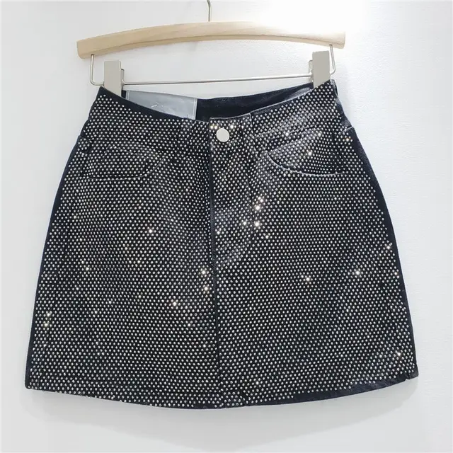 Heavy Industry Hot Diamond Denim Skirt Girl Black - Shop at LoveMi