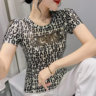 Autumn Hollow Butterfly Short sleeved T shirt Female Small Letters - Shop at LoveMi
