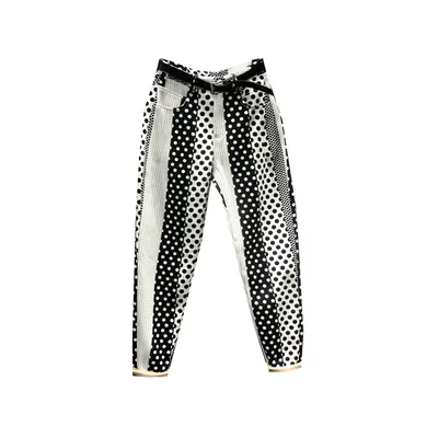 Women's Versatile Polka Dot Printed And Dyed Denim Trousers White - Shop at LoveMi