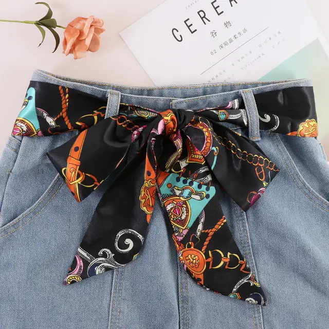 Fashion Women's Ribbon Belt With Skirt Chiffon Thin Narrow Long Small Scarf Black - Shop at LoveMi