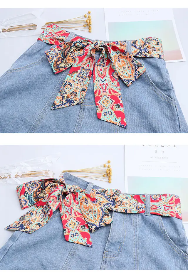 Fashion Women's Ribbon Belt With Skirt Chiffon Thin Narrow Long Small Scarf Wine Red - Shop at LoveMi