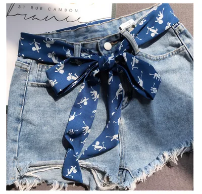 Narrow Silk Scarf Women's Long Streamer Tie Bag Decorative Ribbon Belt Blue - Shop at LoveMi