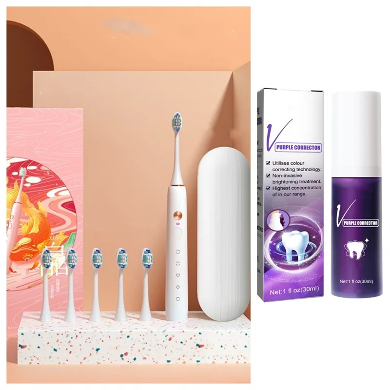 Electric Toothbrush Fully Automatic Couple Set Adult Rechargeable Type Pink - Shop at LoveMi