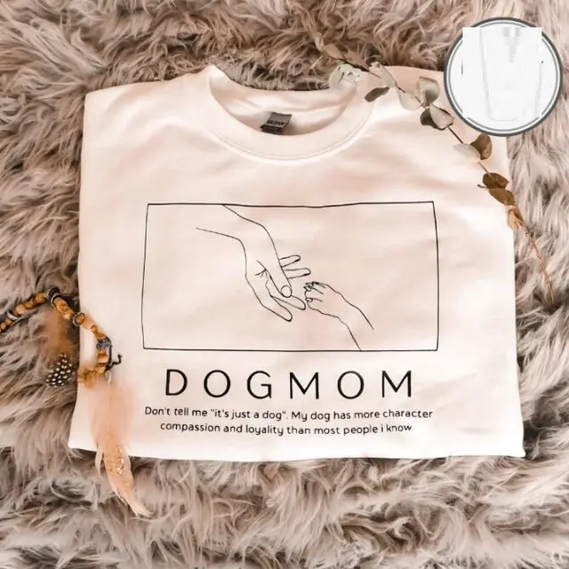 European And American Dog Mom Cool Comfort Printing Casual Round Neck Short Sleeves White - Shop at LoveMi