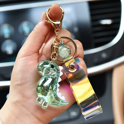 Cartoon Creative Doll Illusion Color Leather Rope Acrylic Dinosaur Buckle Car Chain Bag Accessories Gift Style4 - Shop at LoveMi