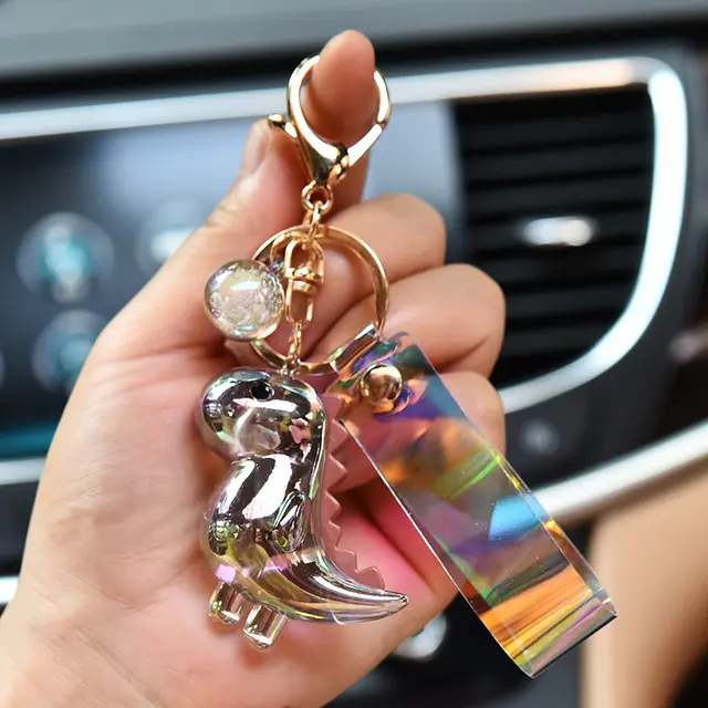 Cartoon Creative Doll Illusion Color Leather Rope Acrylic Dinosaur Buckle Car Chain Bag Accessories Gift Style5 - Shop at LoveMi