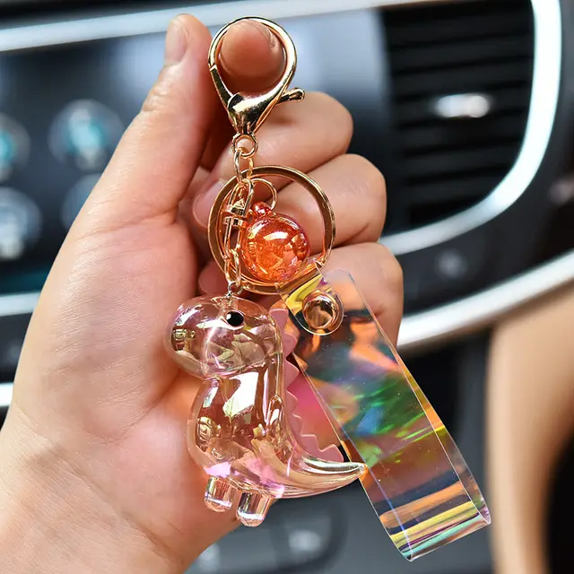 Cartoon Creative Doll Illusion Color Leather Rope Acrylic Dinosaur Buckle Car Chain Bag Accessories Gift Style6 - Shop at LoveMi