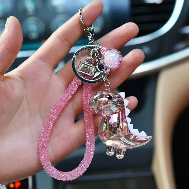 Cartoon Creative Doll Illusion Color Leather Rope Acrylic Dinosaur Buckle Car Chain Bag Accessories Gift Style9 - Shop at LoveMi