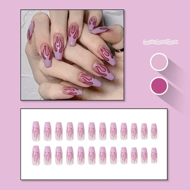 Waterproof And Detachable Nail Patch Purple Ballet Flame With Taro - Shop at LoveMi