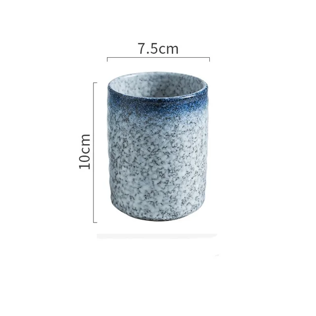 Japanese Vintage Ceramic Tea Cup Straight Cup Navy Blue - Shop at LoveMi