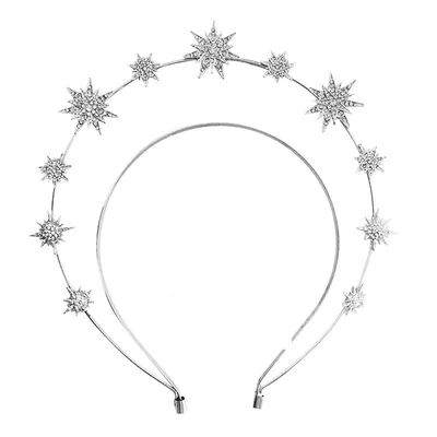 Double Layer Hexagram Headband Diamond Bride Silver - Shop at LoveMi