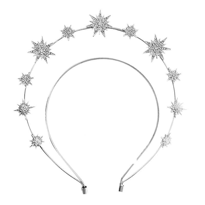 Double Layer Hexagram Headband Diamond Bride Silver - Shop at LoveMi