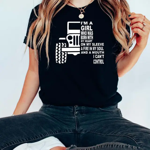 European And American Cross country Girl's T shirts Digital Printing Casual Round Neck Black - Shop at LoveMi