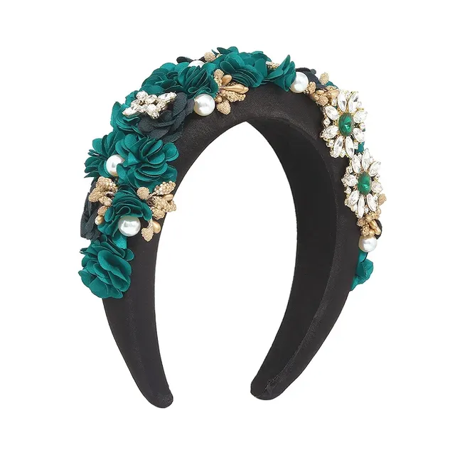Imitation Pearl Hair Accessories Fashionable Wide Edge Green - Shop at LoveMi