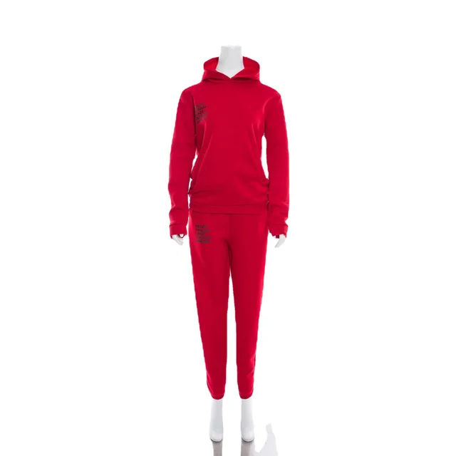 Women's Sports Casual Letter Sweater Ankle tied Sweatpants Suit Two piece Set Red - Shop at LoveMi