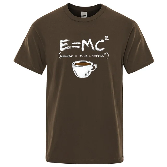EnergyMilk Coffee Printing Men Tshirt Casual Breathable Tsh Brown - Shop at LoveMi