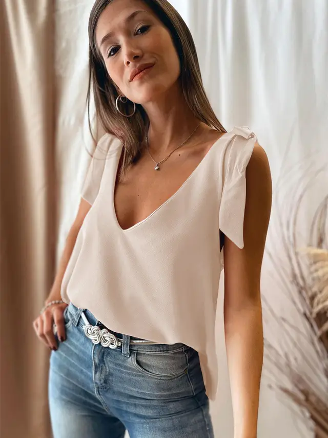 Women's Deep V Lace Tank Top Shirt Apricot - Shop at LoveMi