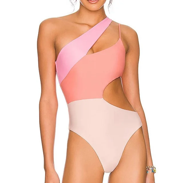 One Piece Fashionable Contrast Color Swimsuit Picture Color - Shop at LoveMi