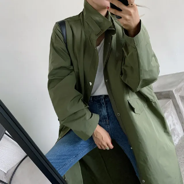 Women's Fashion Casual Windbreaker Coat Army Green - Shop at LoveMi