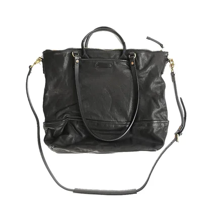 Daily Outdoor Large capacity Travel Handmade Vegetable Tanned Cowhide Handbag Shoulder Tote Bag Black - Shop at LoveMi