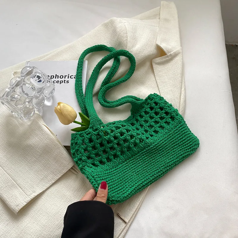 Women's Fashion Casual Wool Knitted Bag Green - Shop at LoveMi