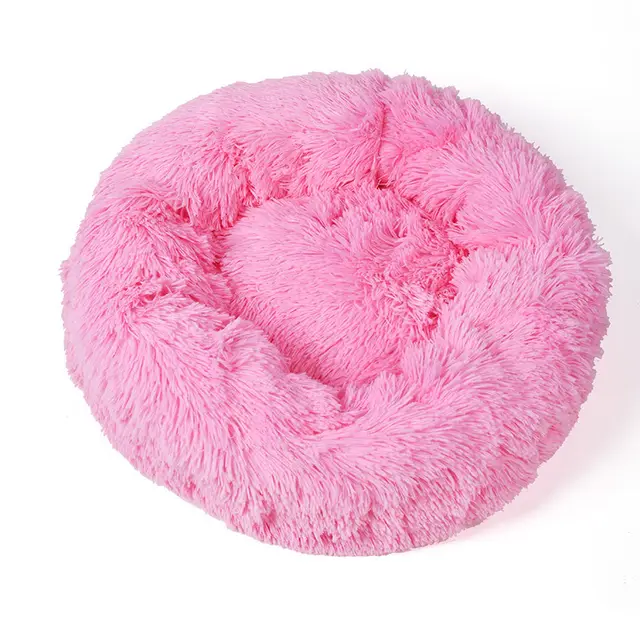 Plush round sleeping cat mat Pink - Shop at LoveMi