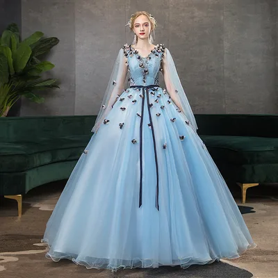 Vocal Choral Art Exam Host Long Skirt Girl Light Blue - Shop at LoveMi