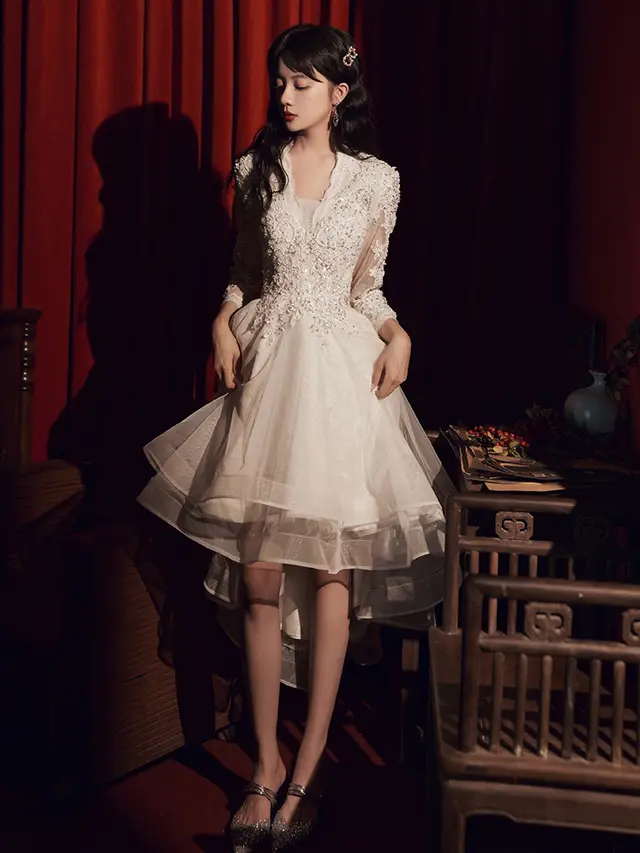 Black Evening Dress Feminine And Luxurious White Front Short Back Long - Shop at LoveMi