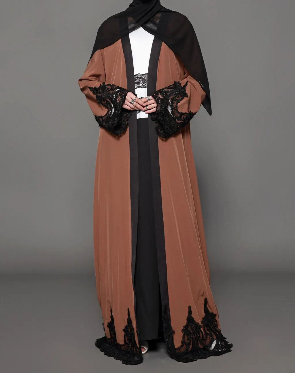 Fashion Robe Dark Brown Large Dress - Brown