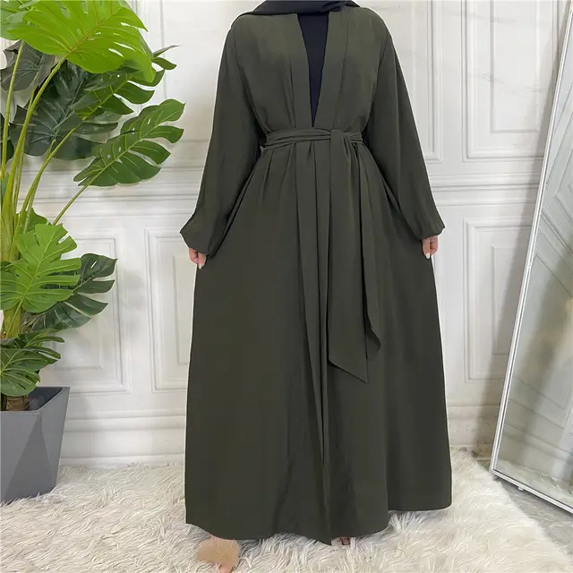 Lace Up Cardigan Robe With Cuffs And Pockets Army Green - Shop at LoveMi
