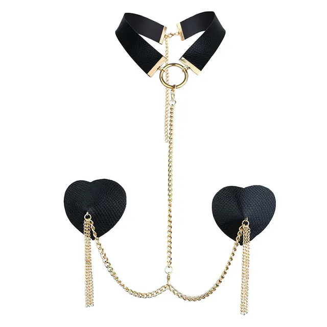 Solid Color Snake Pattern Chest Patch Connected Metal Black - Shop at LoveMi