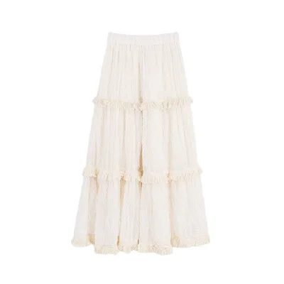 Design Sense Fluffy Cake Skirt Ladies High Waist Beige - Shop at LoveMi