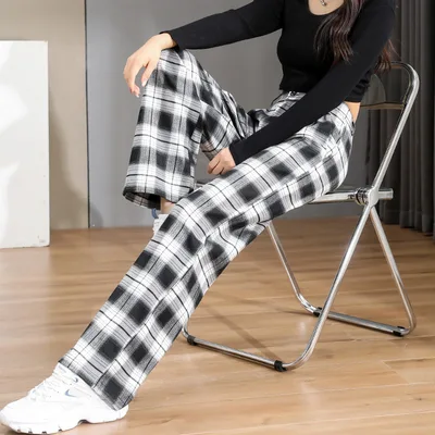Black And White Checkered Pants For Women's Retro Trend Mini Version - Shop at LoveMi