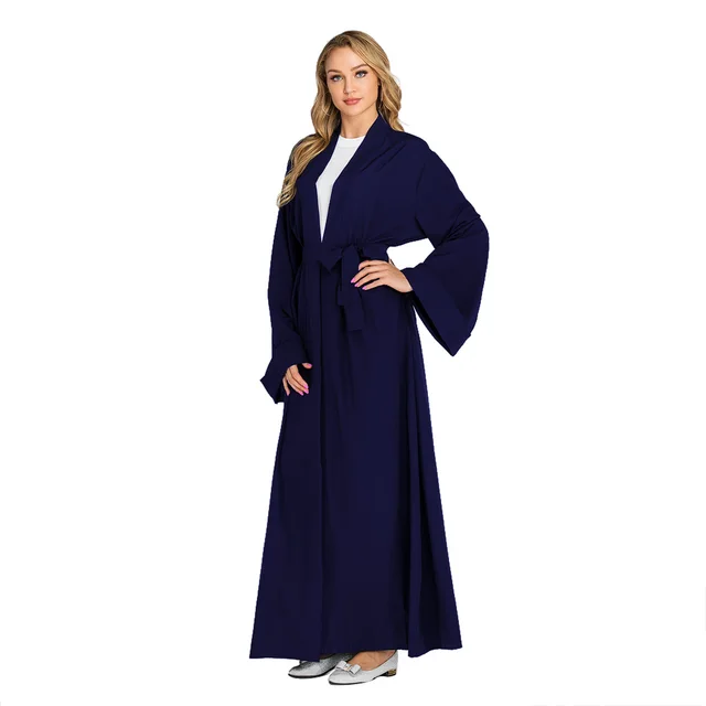 Robe Popular Clean Color Cardigan Navy Blue - Shop at LoveMi