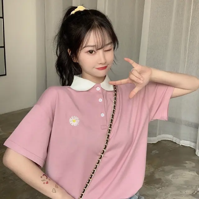 Women's Short sleeved Summer T shirt Pink - Shop at LoveMi