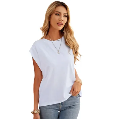 European And American Summer Loose Knitted Bottoming Shirt Sleeveless Round Neck Shirt Women White - Shop at LoveMi