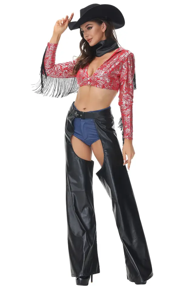 Halloween Party Cowboy Cosplay Costume Women Gothic West Cowgirl Outfit Masquerade Retro Tribe Hippie Fancy Dress With Hat - Shop at LoveMi
