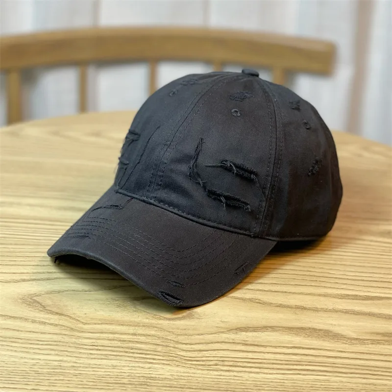 Men's And Women's Fashion Retro Do Old Hole Baseball Hat Black - Shop at LoveMi
