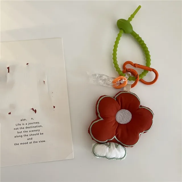 Korea Ins Cute Tulip Pendant Three dimensional Flowers Hand woven Key Ring Orange Flowers2 - Shop at LoveMi