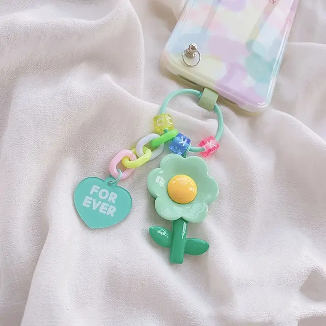 Japanese Girls Sweet And Cute Frosted Two Tone Bear Soft Candy Keychain Korean Green2 - Shop at LoveMi
