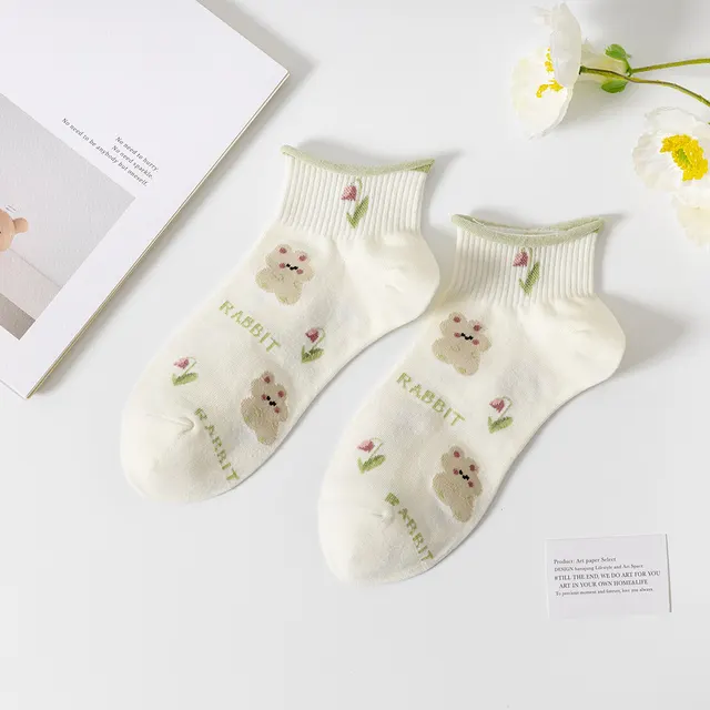 Women's Fashion Casual Combed Cotton Short Tube Socks Rolled Hem - Shop at LoveMi