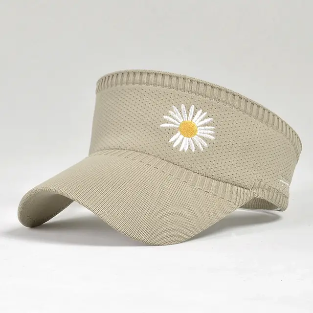 Women's Summer Small Daisy Baseball Cap Outdoor Sports Knitted Empty Top Sunscreen Khaki - Shop at LoveMi