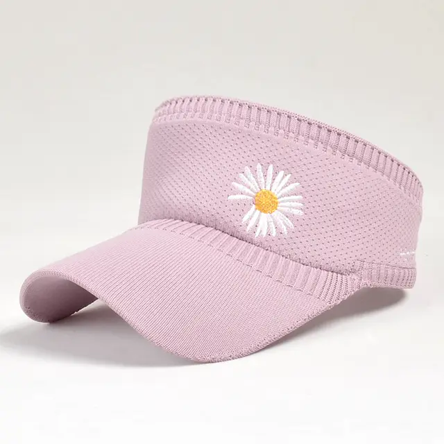 Women's Summer Small Daisy Baseball Cap Outdoor Sports Knitted Empty Top Sunscreen Pink - Shop at LoveMi