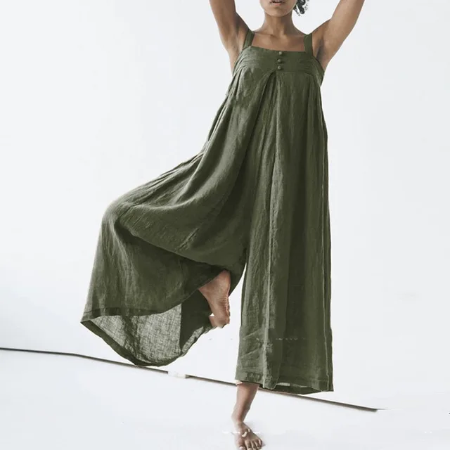 Women's Elegant Long Open Back Suspender Jumpsuit Green - Shop at LoveMi