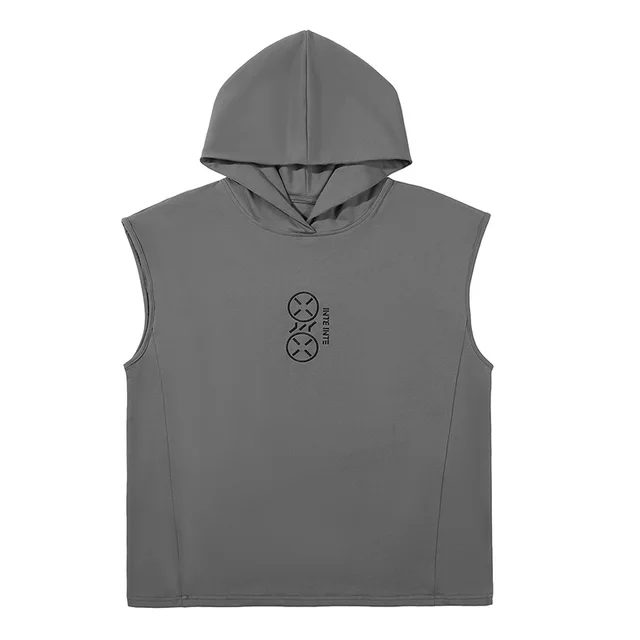 Function Wind Hooded Sleeveless Vest Grey - Shop at LoveMi